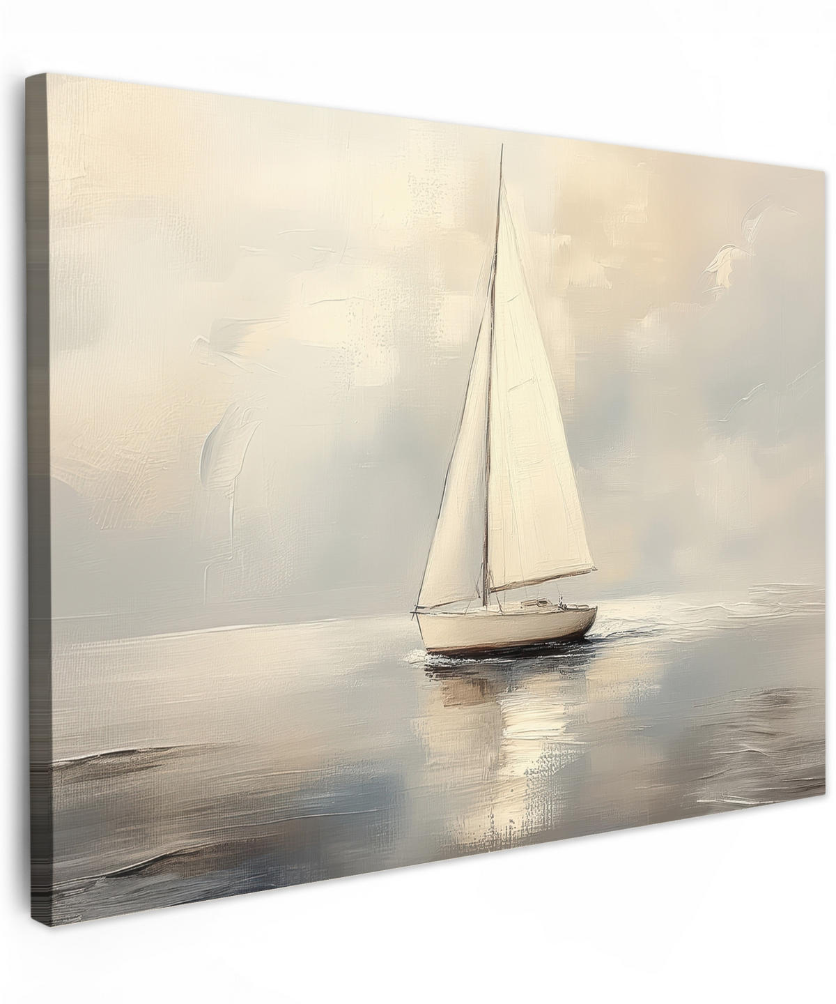 LEINWANDBILD Segelschiff - Meer - Bewölkt Wandbilder 80x60 cm - Creme, Textil (80/60cm) - MuchoWow