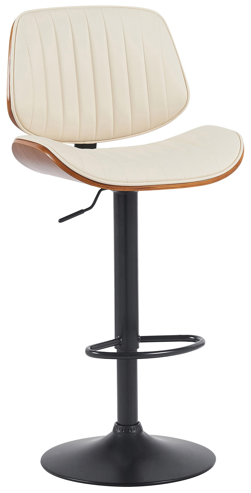 BARHOCKER Lederlook walnuss/creme - Walnussfarben/Creme, Textil/Metall (50/94/50cm) - CLP