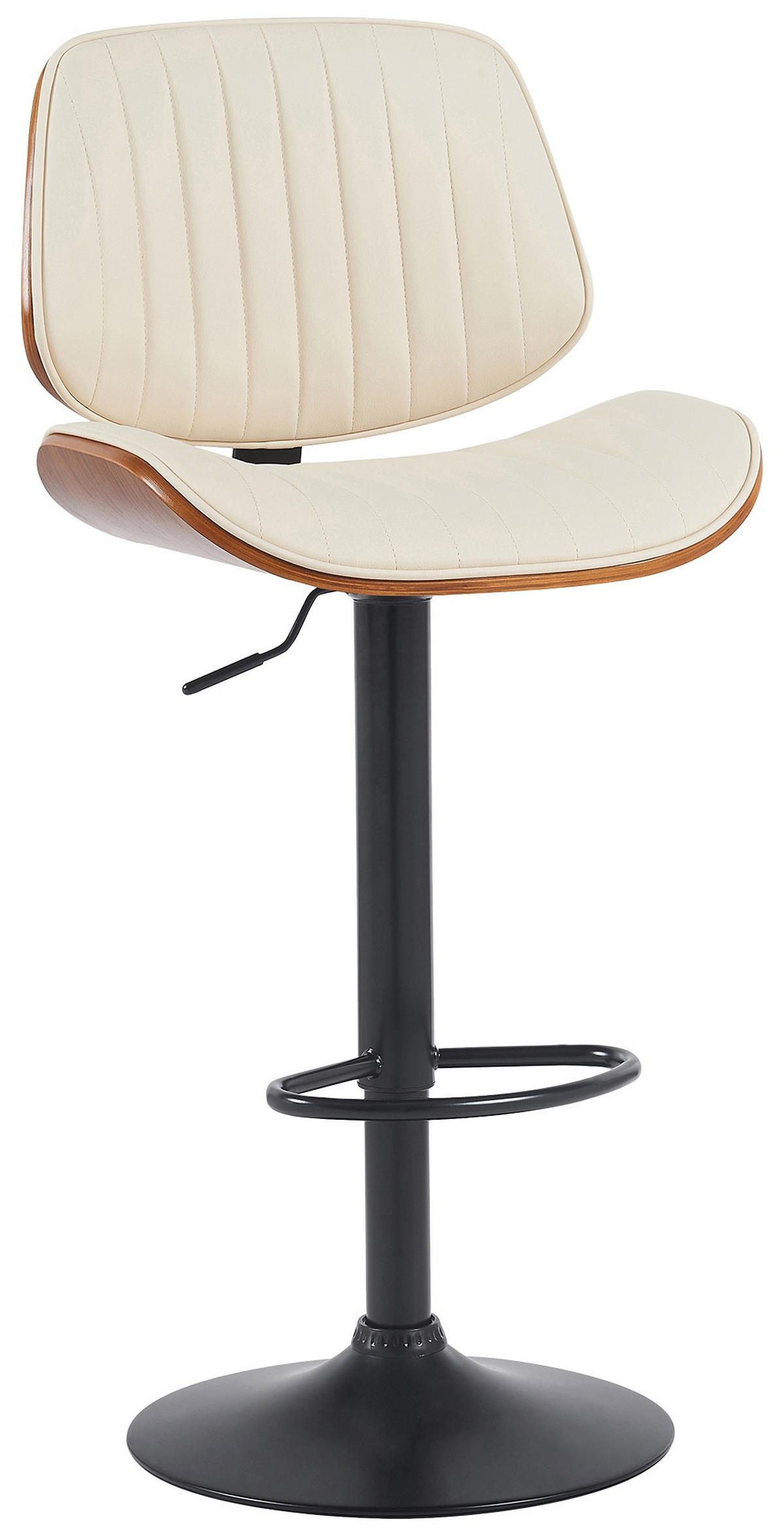 BARHOCKER Lederlook walnuss/creme - Walnussfarben/Creme, Textil/Metall (50/94/50cm) - CLP