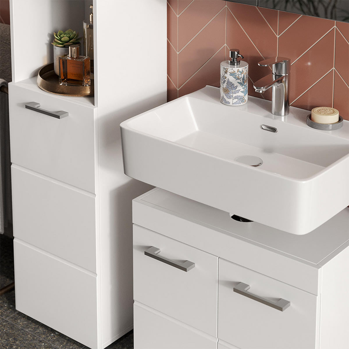 KÚPEĽŇOVÁ SKRINKA Luna biely 37 x 190 cm - biela, kompozitné drevo (37/190/32.6cm) - Vicco