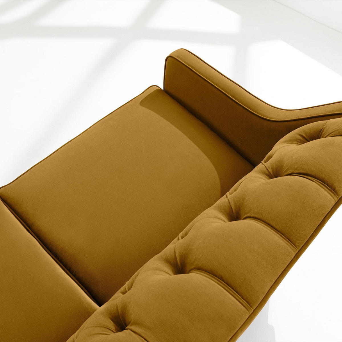 2-SITZER-SOFA NOMUS gesteppt, Gelb - Wengefarben/Gelb, Holzwerkstoff (170/78/80cm) - KONSIMO®