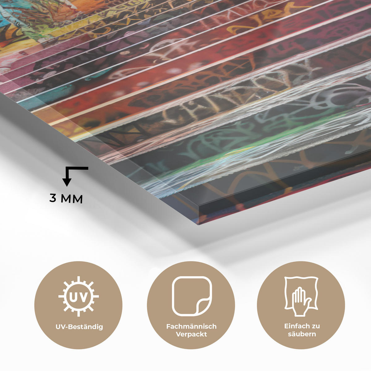 ACRYLGLASBILD Treppe - Graffiti - Farben - Kunst 40x60 cm - Multicolor, Glas (40/60cm) - MuchoWow