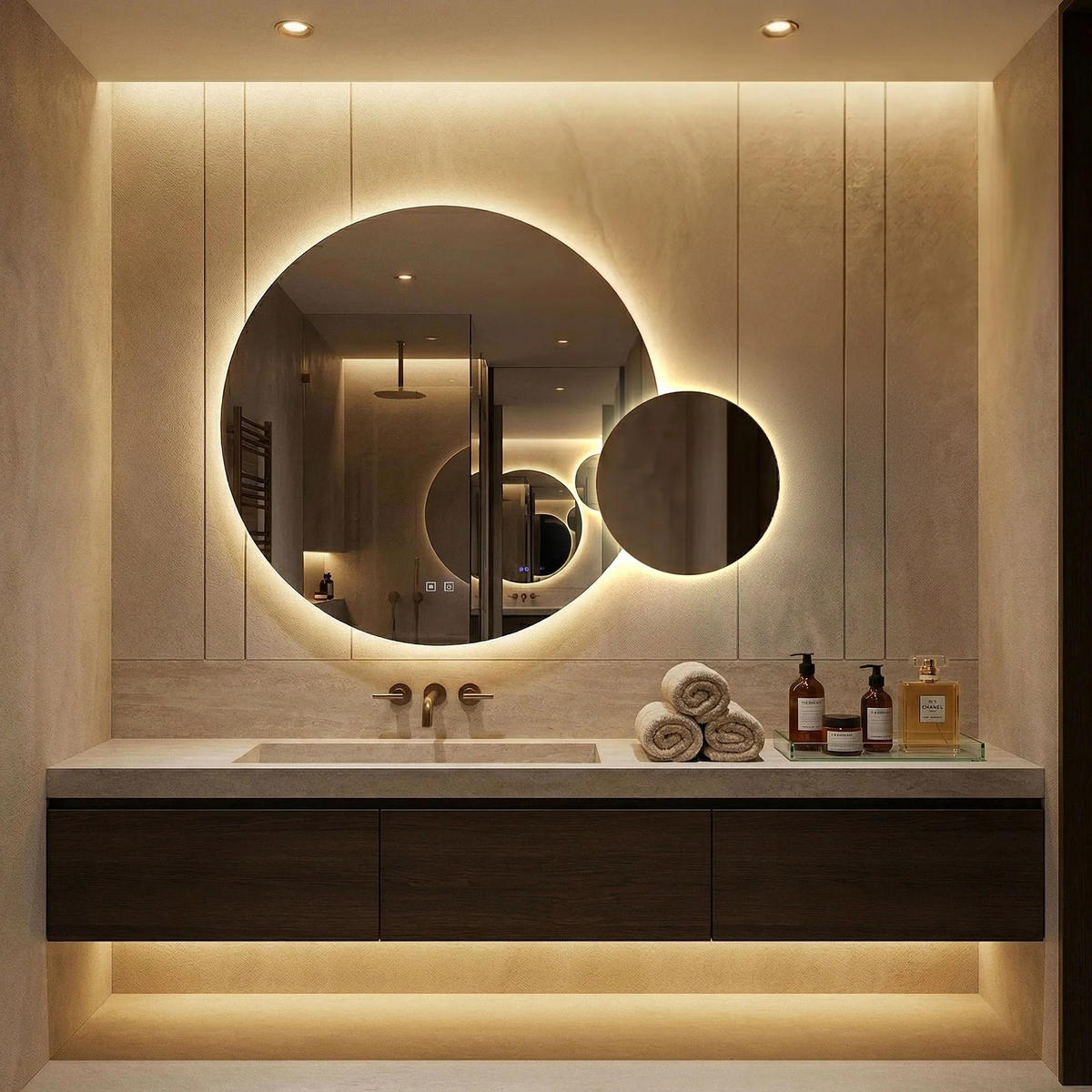 SPIEGEL Rea Led R-8040 80cm + 40cm - Transparent, Glas (80/80/2cm) - REA