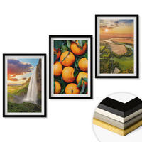 WANDBILDER 3er-Set - 40x60 cm Schwarzer Rahmen - Orange Mountain Wasserfall - Schwarz, Kunststoff (40/60cm) - ArtPrintCave