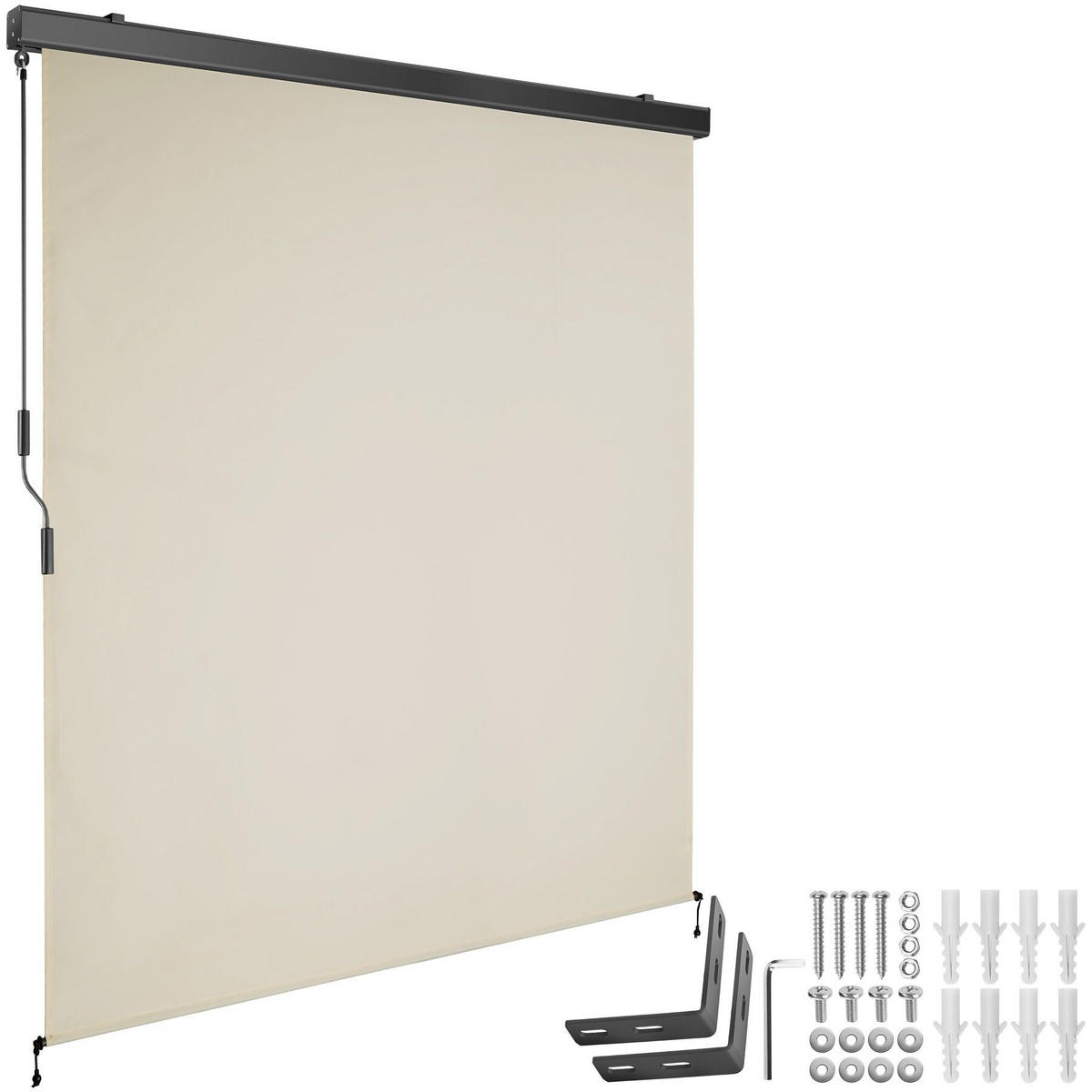 SENKRECHTMARKISE Eloise,inkl. Wandhaltern,beige - Beige, Kunststoff (160/250cm) - tectake