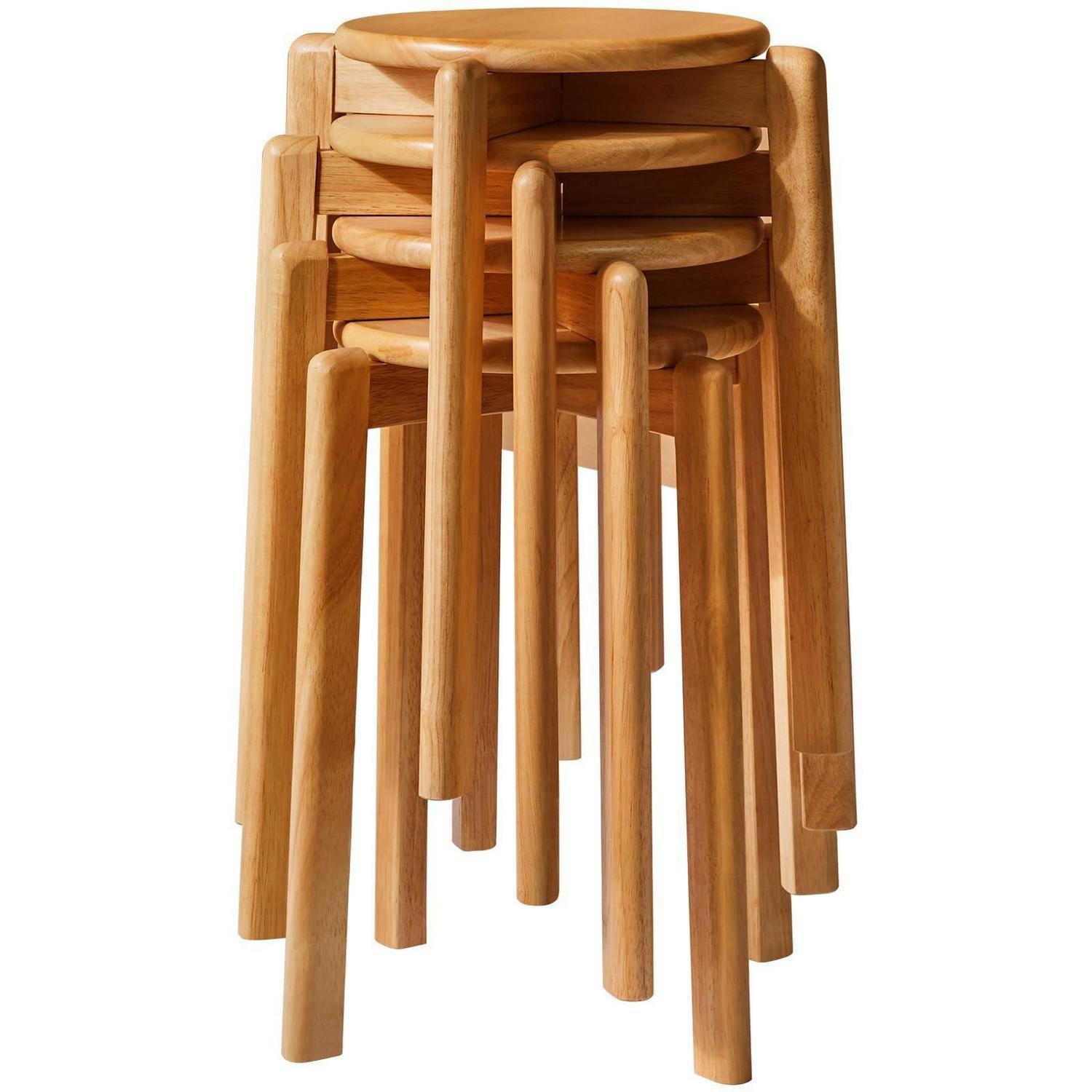 BARHOCKER 4er-Set Massivholz Natürliche Farbe 27 x 27 x 45 cm - Braun, Holz (27/45/27cm)