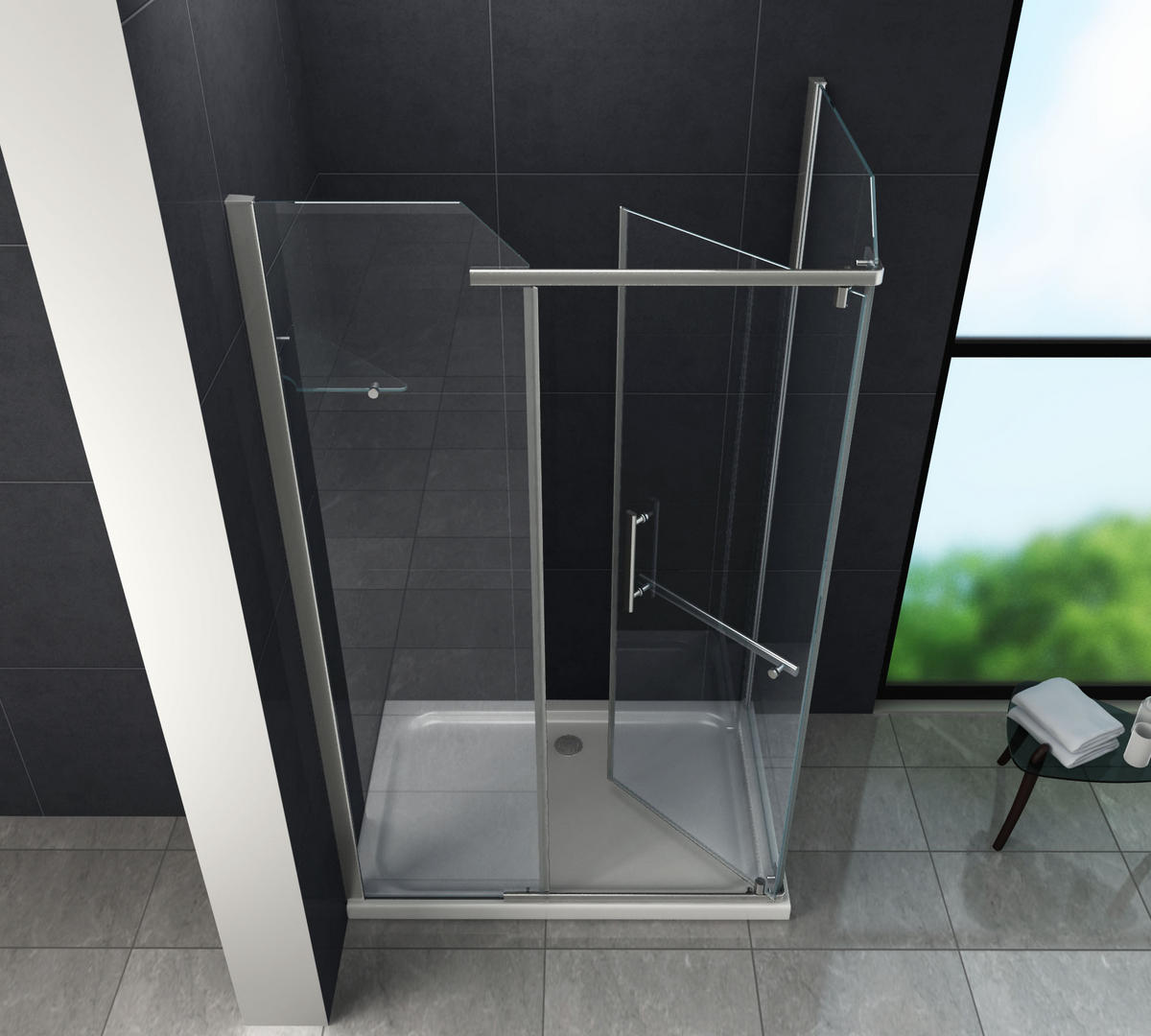 DUSCHKABINE VITA Klar 120 x 90 x 195 cm 8 mm ESG - Klar, Glas (90/120/195cm) - Glasdeals