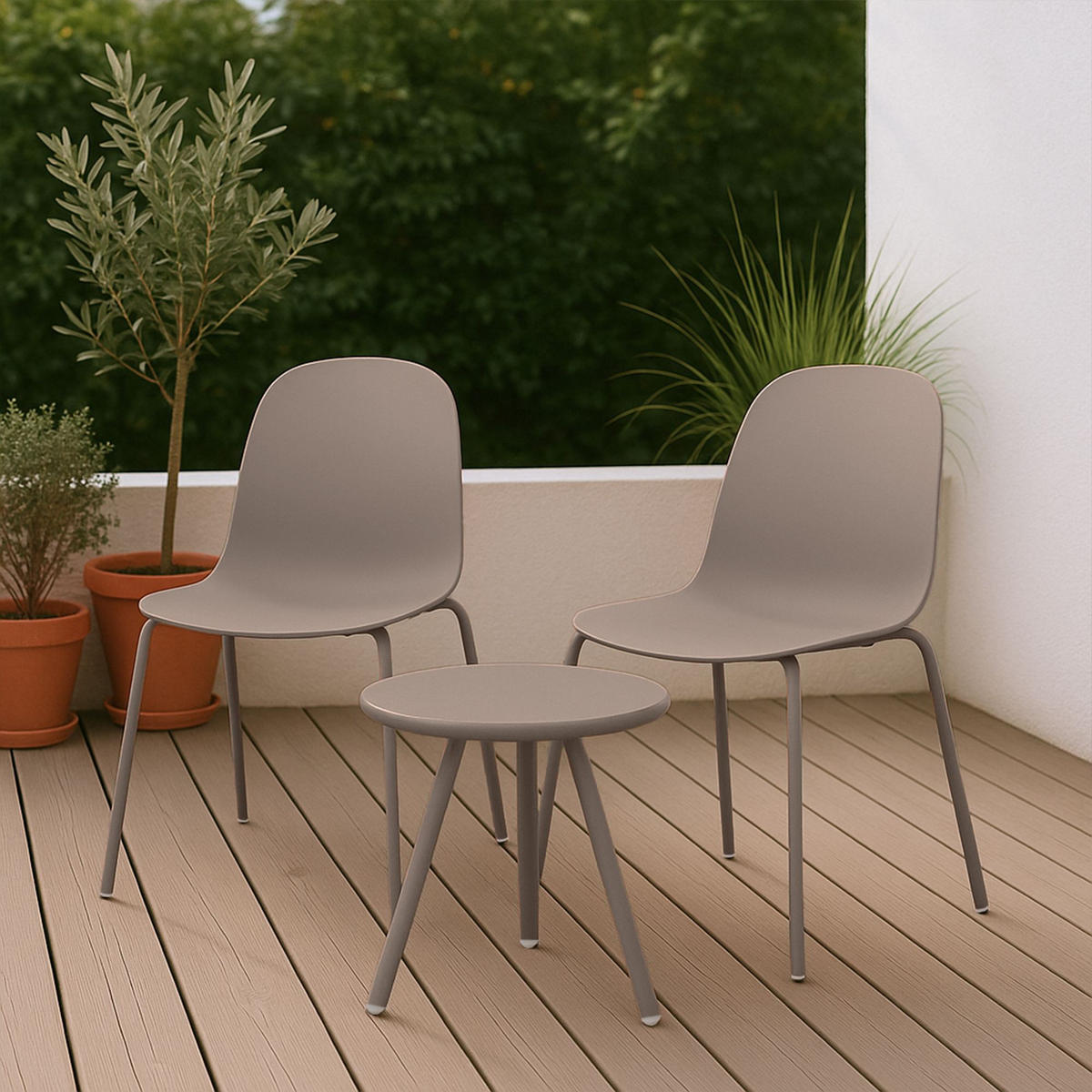 GARTENSITZGRUPPE Kunststoff Taupe - Taupe, Kunststoff - CLP