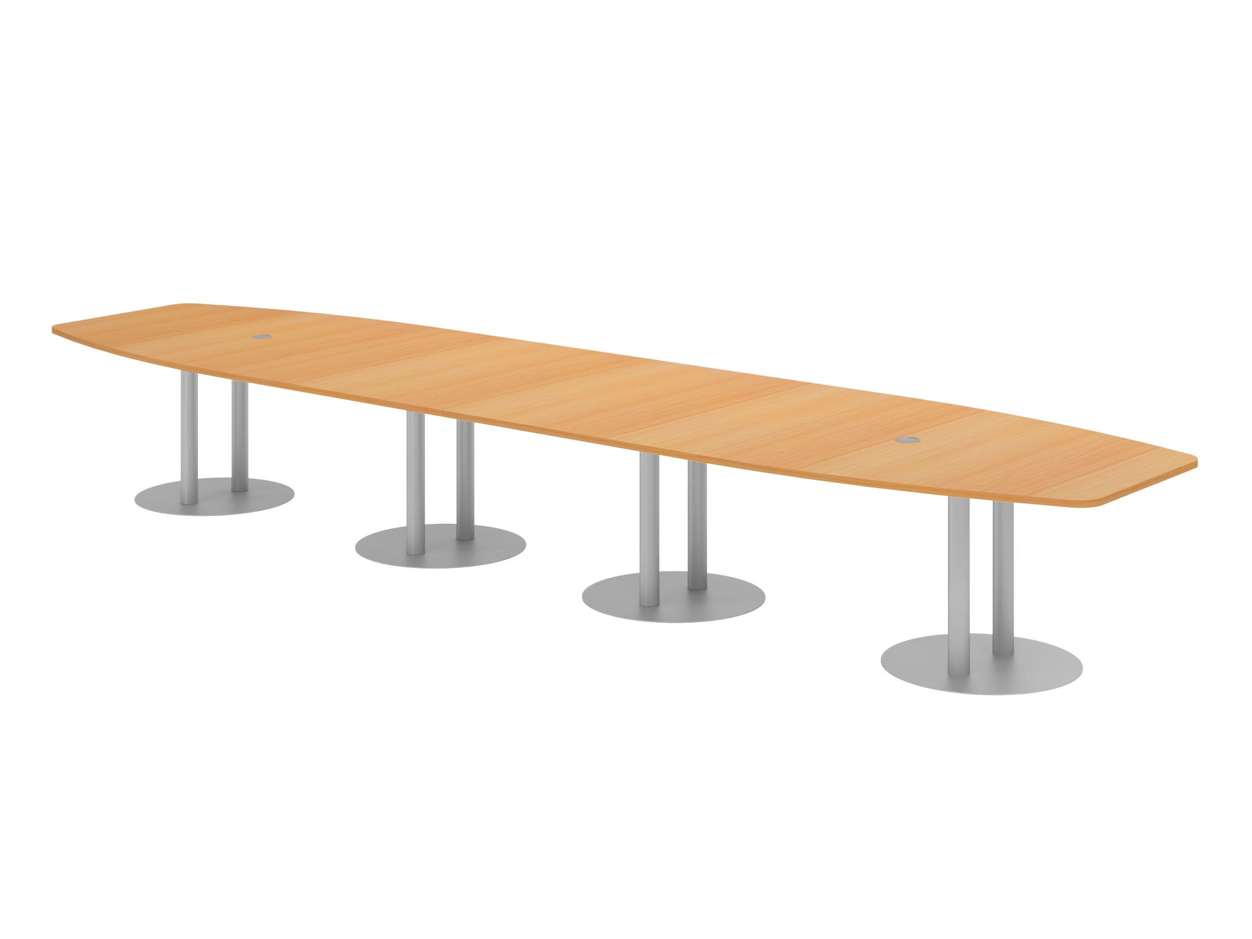 KONFERENZTISCH XXL KT52 130/520/74 cm in Buchefarben/Säule in Silberfarben - Buchefarben/Silberfarben, Holzwerkstoff (130/520/74cm) - bümö