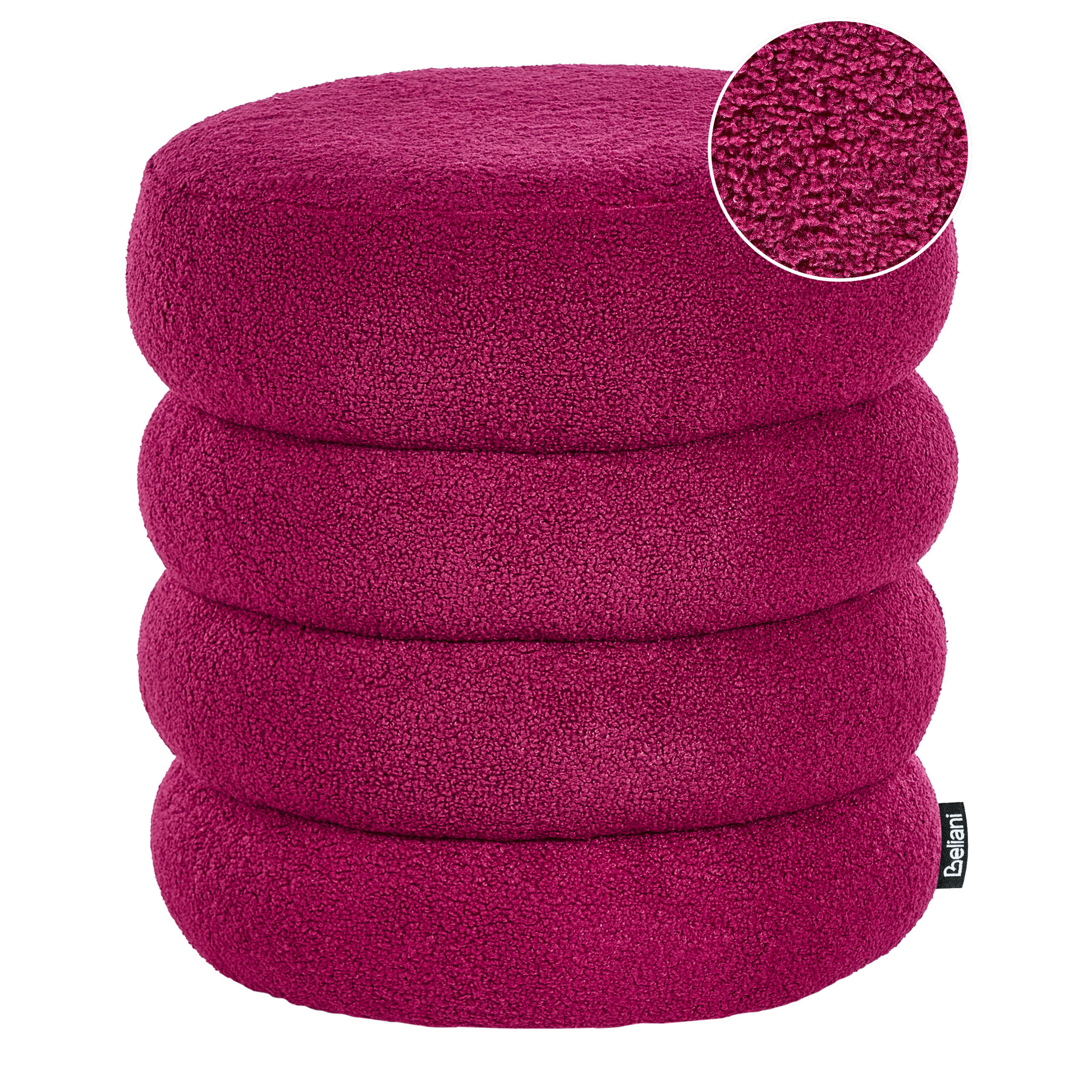 POUF Bouclé Burgunderrot Sumpter - Dunkelrot, Textil (43/47/43cm) - Beliani