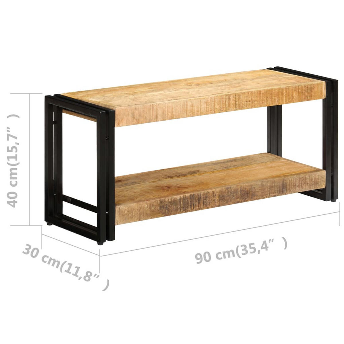 LOWBOARD mit einer Ablage 90/30/40 cm Massivholz Mango - Braun, Holz (90/40/30cm) - vidaXL