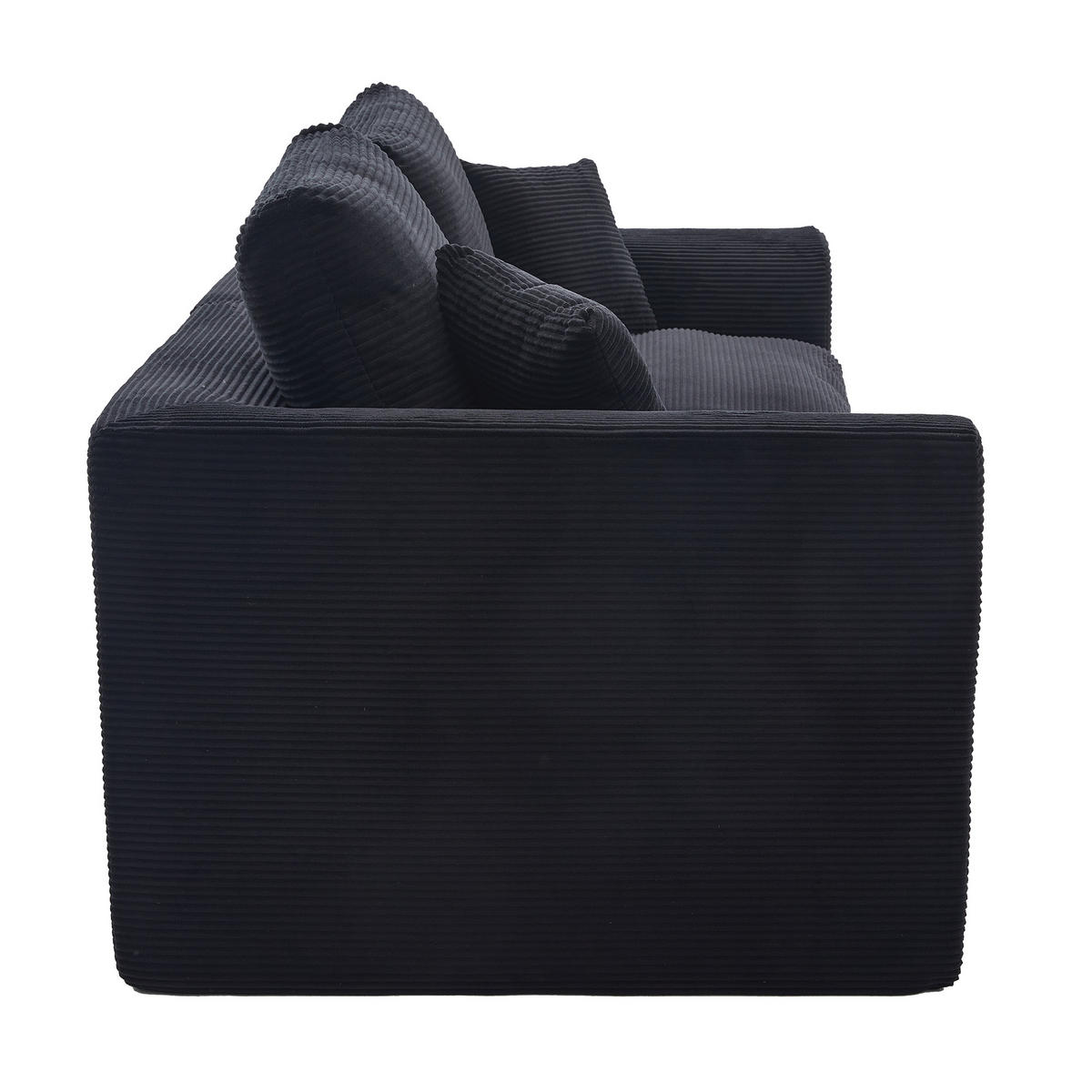 2-SITZER SOFA Cord Schwarz mit Kissen - Schwarz, Textil (204/84/102.5cm) - WISHDOR