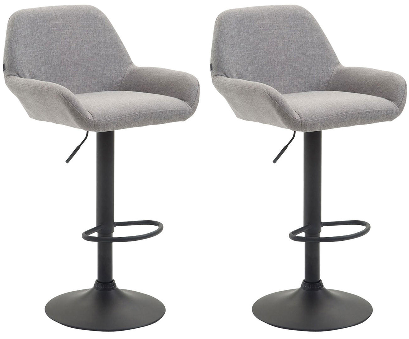 BARHOCKER 2er Set Stoff grau - Schwarz/Grau, Textil/Metall (51/89/52cm) - CLP