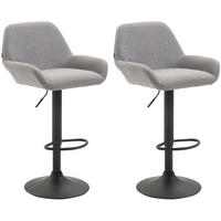 BARHOCKER 2er Set Stoff grau - Schwarz/Grau, Textil/Metall (51/89/52cm) - CLP