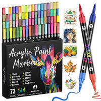 ACRYLSTIFTE Set 72er Pack Dual Tip 144 Farben 1-5 mm Pinselspitze - Multicolor, Kunststoff (1/1/15cm)