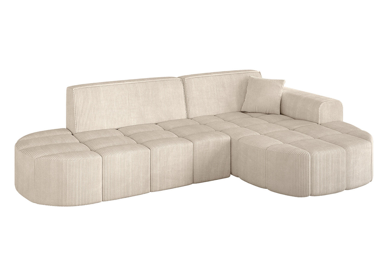 ECKSOFA Ottomane Rechts LIVO-L1 - 252x173x79,5 cm Beige - Beige, Holzwerkstoff/Textil (252/173cm) - ALTDECOR