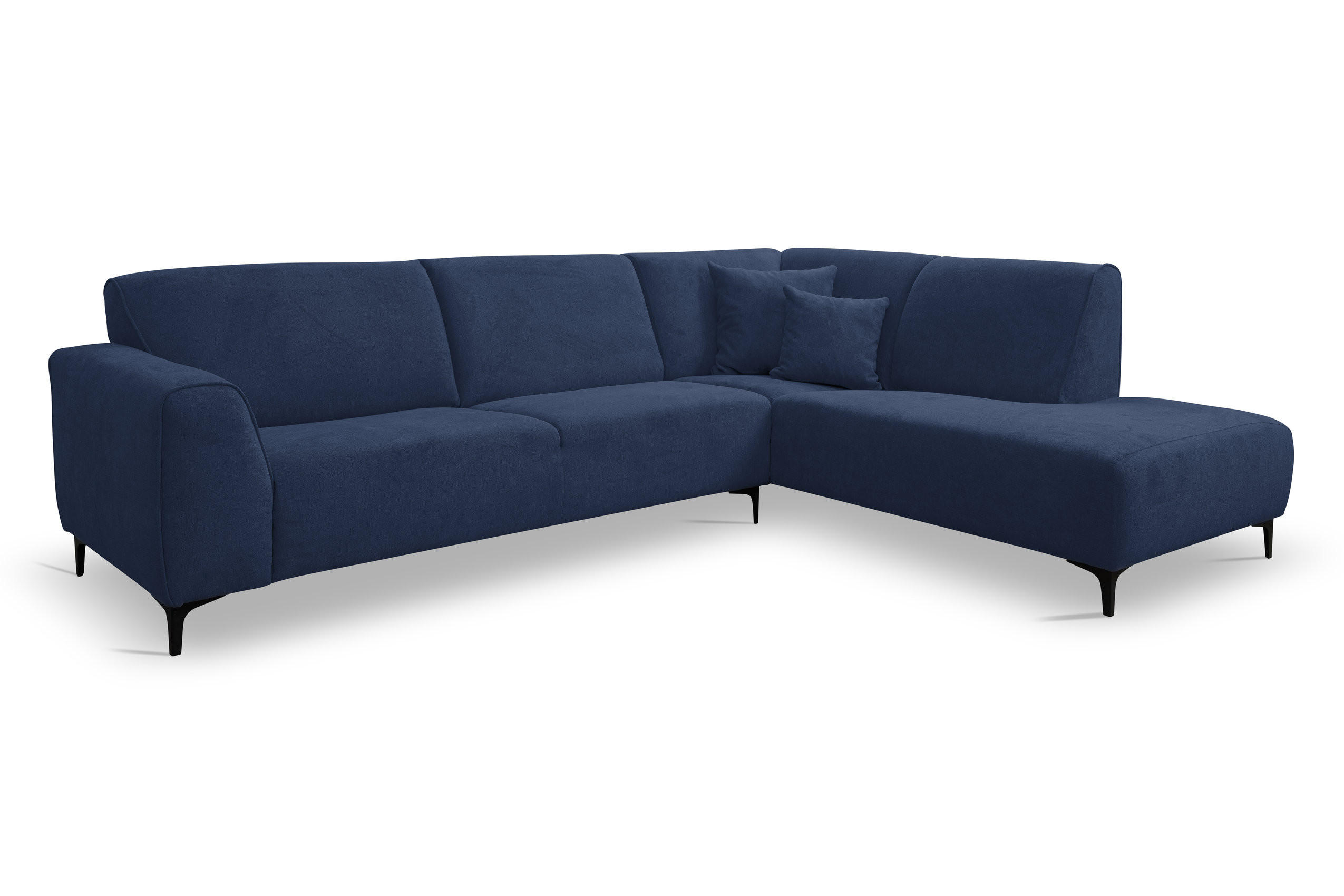 ECKSOFA Mula in L-Form, Coach Farbe: Blau, Velourstoff, Ottomane Rechts - Blau, Textil (274/210cm) - VENASI MÖBEL