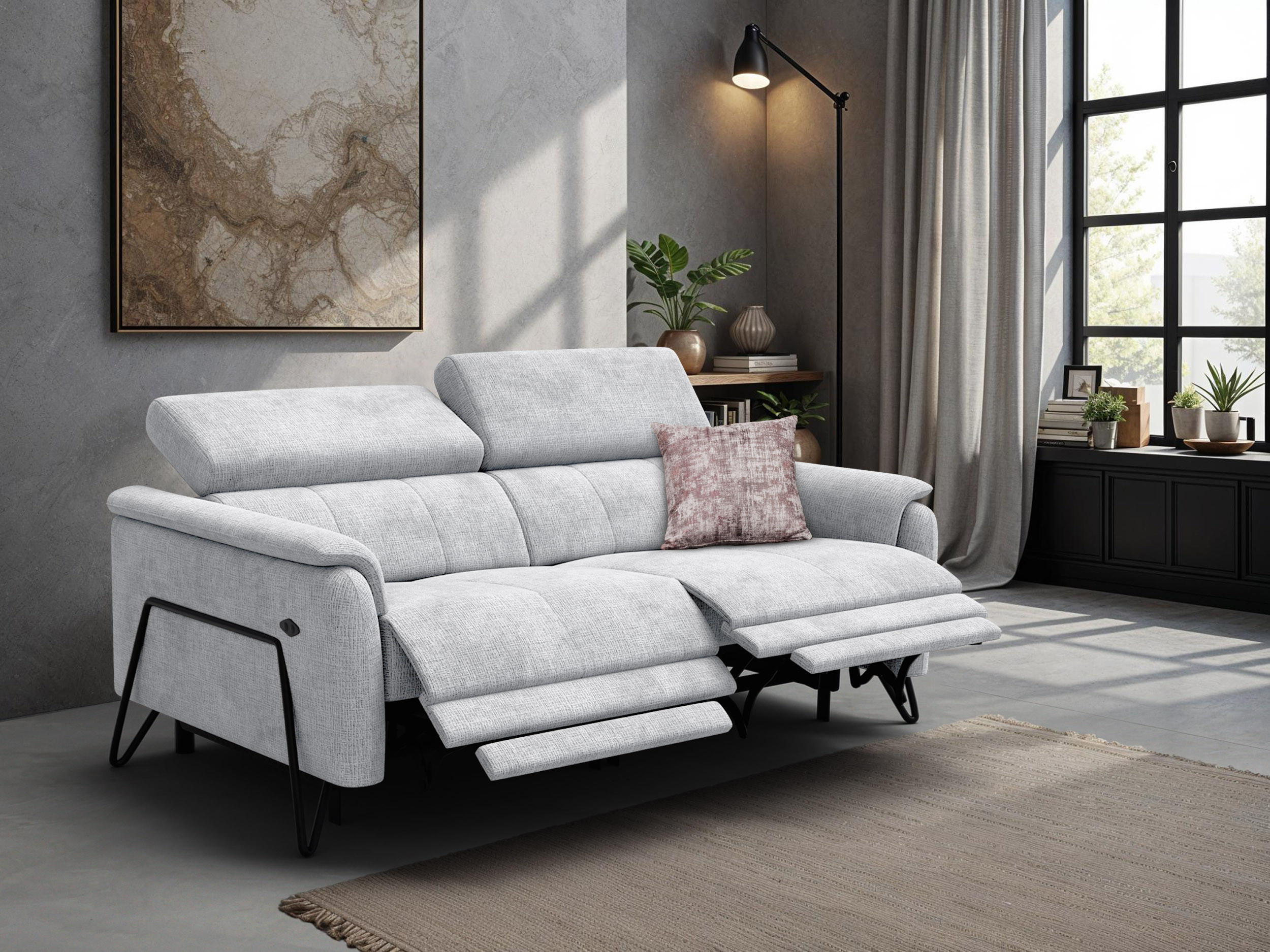 RELAXSOFA RODEN 3-Sitzer, hellgrau - Hellgrau, Holz/Textil (194/82/103cm) - Courtois Laville