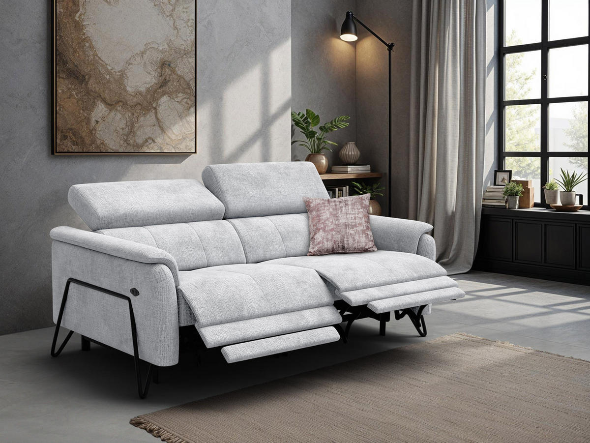RELAXSOFA RODEN 3-Sitzer, hellgrau - Hellgrau, Holz/Textil (194/82/103cm) - Courtois Laville