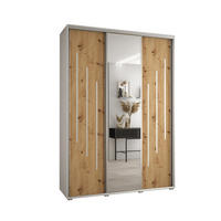 SCHWEBETÜRENSCHRANK 235,2/180/45 3-türig - Silberfarben/Eiche Artisan, Holz/Metall (180/235/45cm) - Abiks Möbel
