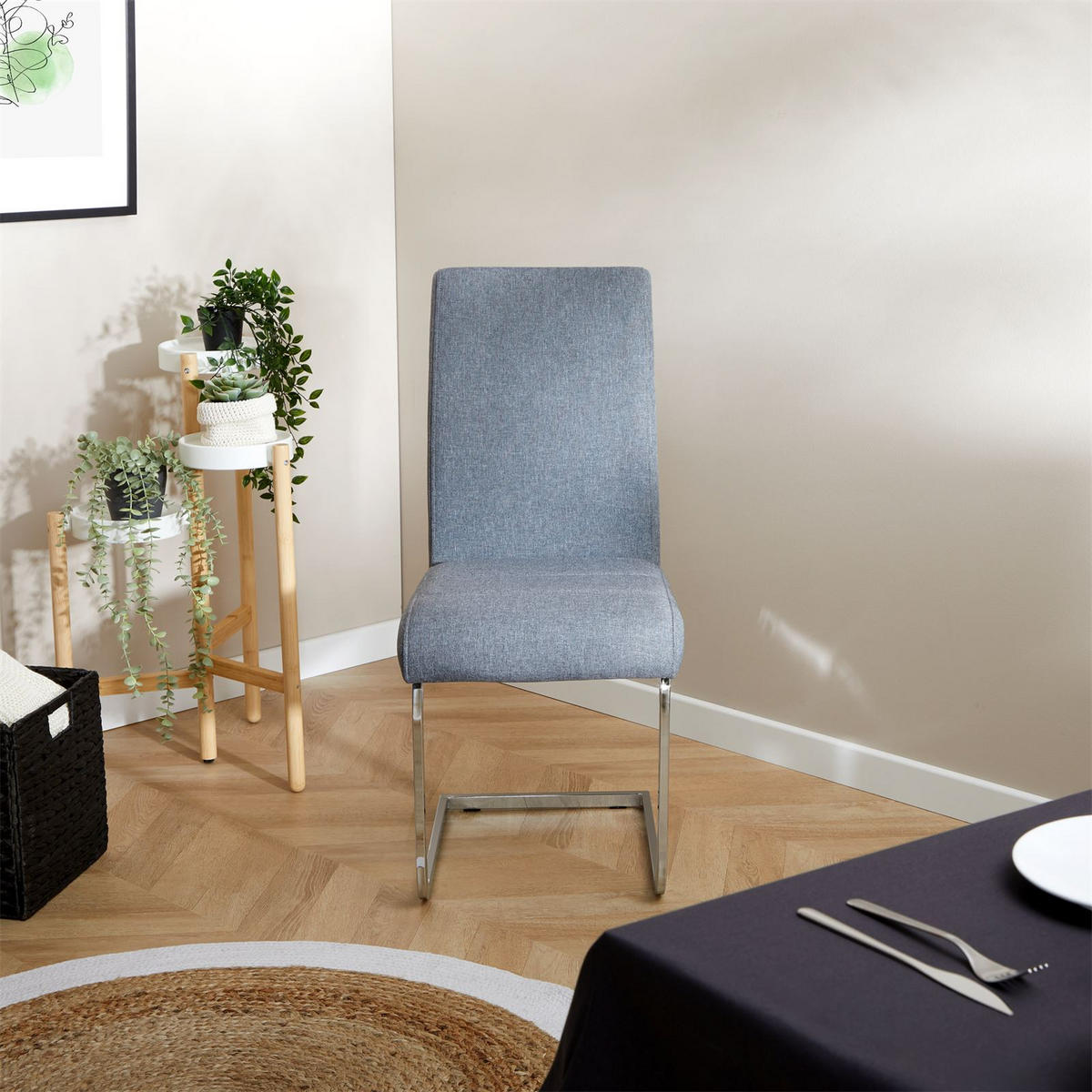 SCHWINGSTUHL LETICIA 4ER-SET - Grau, Textil (42/96/57cm) - IDIMEX