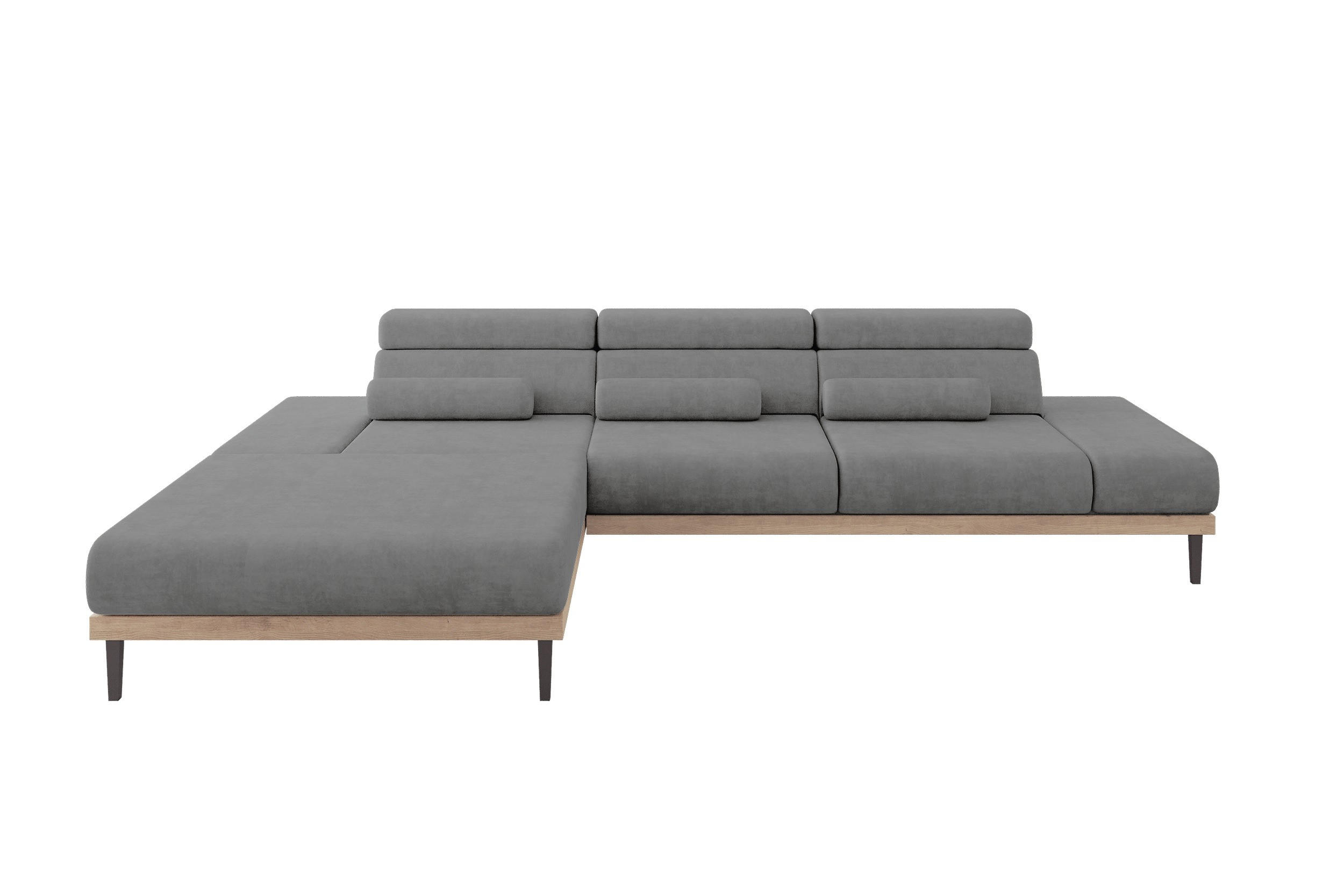 ELEKTRICKÁ rohová pohovka MONA, levá, 316x205x85 cm, šedá, velur - šedohnědá, kompozitní dřevo/textil (316/205cm) - ALTDECOR