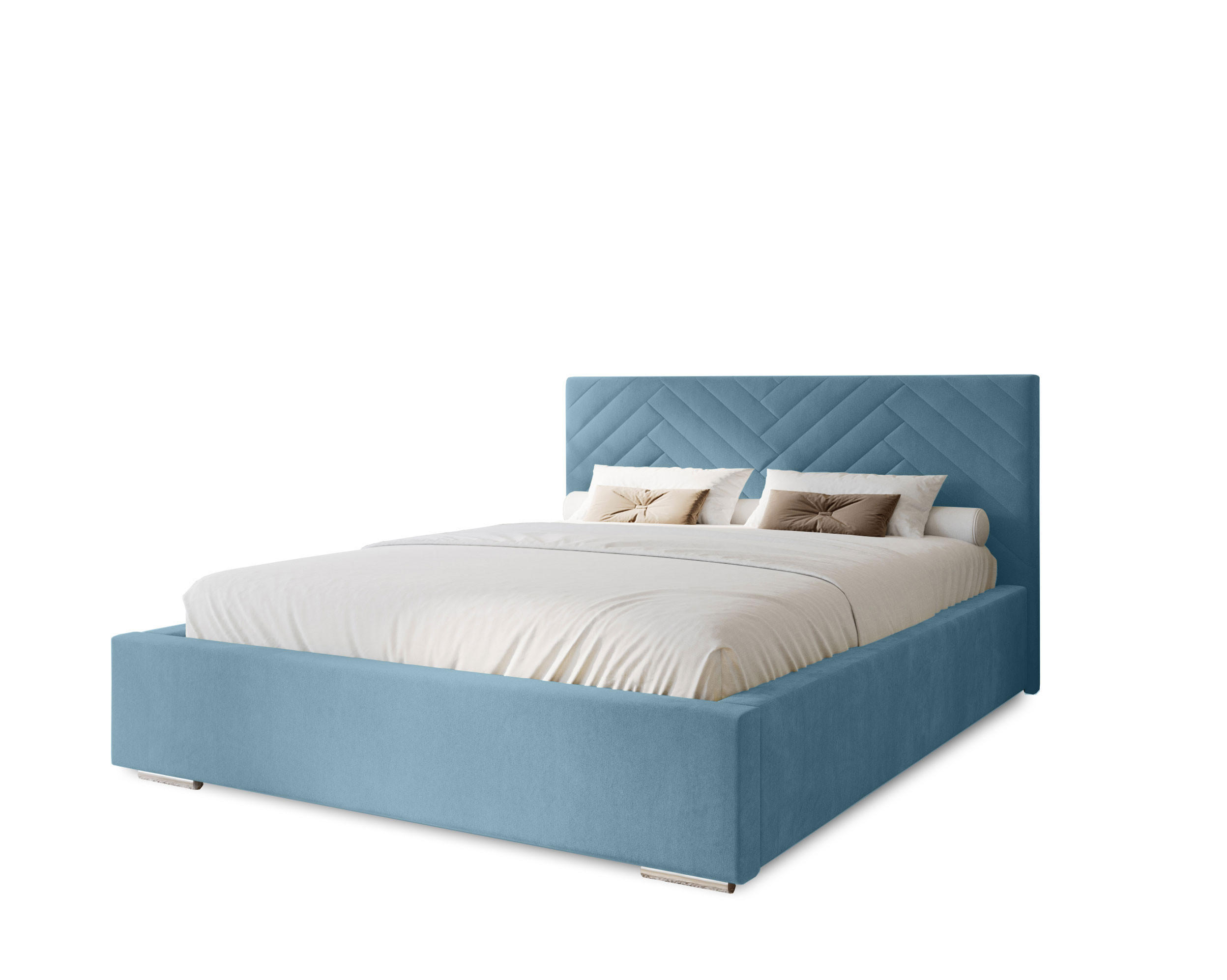 POLSTERBETT Aura 180x200 cm, Doppelbett mit Bettkasten und Lattenrost aus Holz, Velourstoff: Hellblau - Hellblau, Holz/Kunststoff (180/200cm) - Marpur