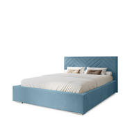 POLSTERBETT Aura 120x200 cm, Doppelbett mit Bettkasten und Lattenrost aus Holz, Velourstoff: Hellblau - Hellblau, Holz/Kunststoff (120/200cm) - Marpur