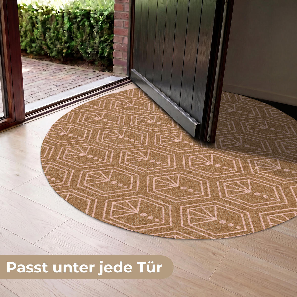 FUSSMATTE Braun - Rosa - Geometrisch - Gemustert Türmatte 120x120 cm - Braun, Kunststoff (120/120cm) - MuchoWow