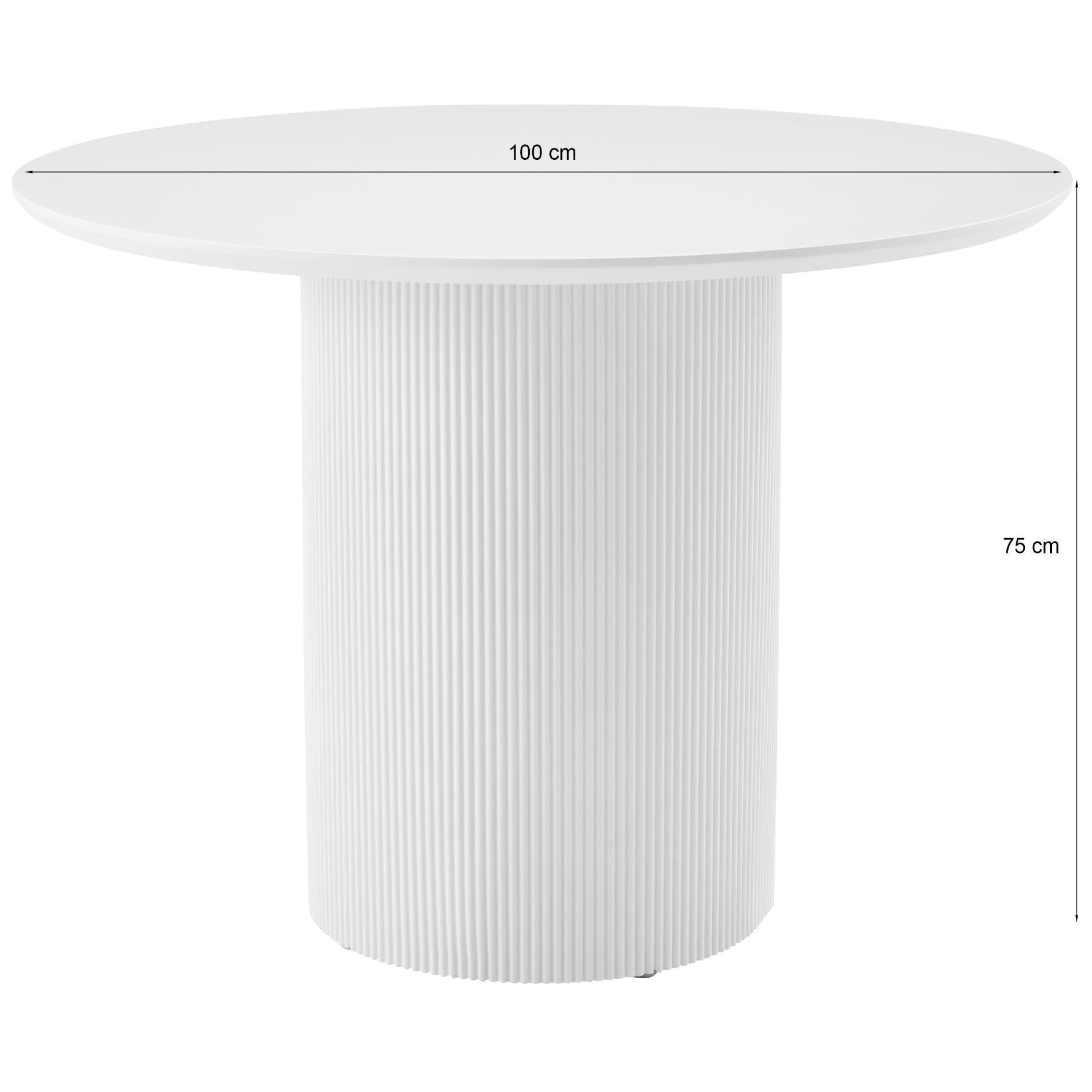 ESSTISCH Trually rund, Weiß, 100 cm - Weiß, Holzwerkstoff/Metall (100/100/75cm) - Selsey