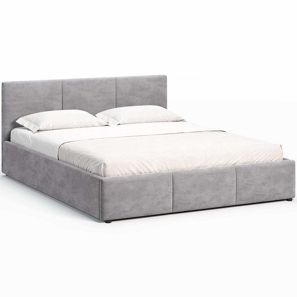 POLSTERBETT 140×200 cm mit Bettkasten und Lattenrost Nela HLR-22 Grau Velours - Grau, Holz/Metall (140/200cm) - Jana