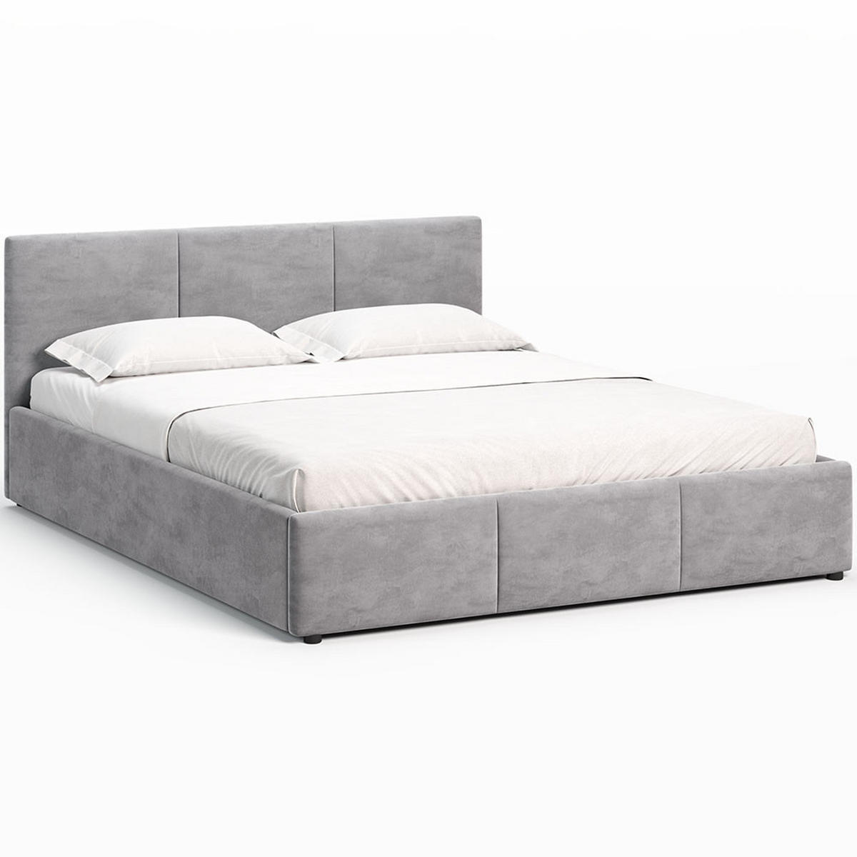 POLSTERBETT 160×200 cm mit Bettkasten und Lattenrost Nela HLR-22 Grau Velours - Grau, Holz/Metall (160/200cm) - Jana