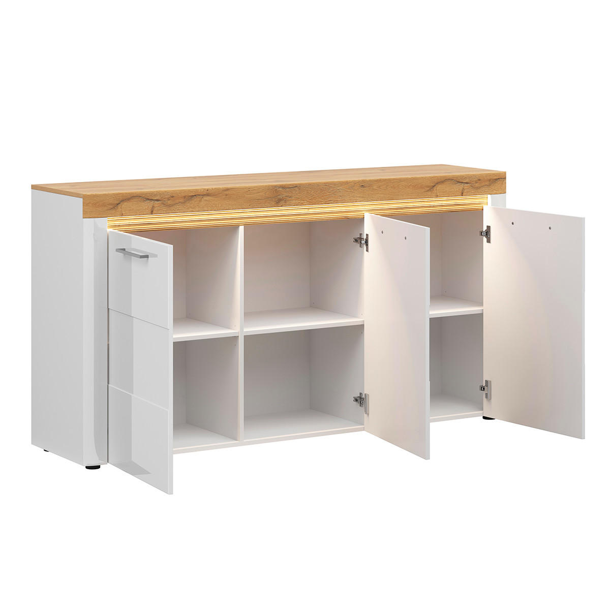 SIDEBOARD Nara Weiß und Holz - Weiß, Holzwerkstoff (170/90/42cm) - Petits-meubles