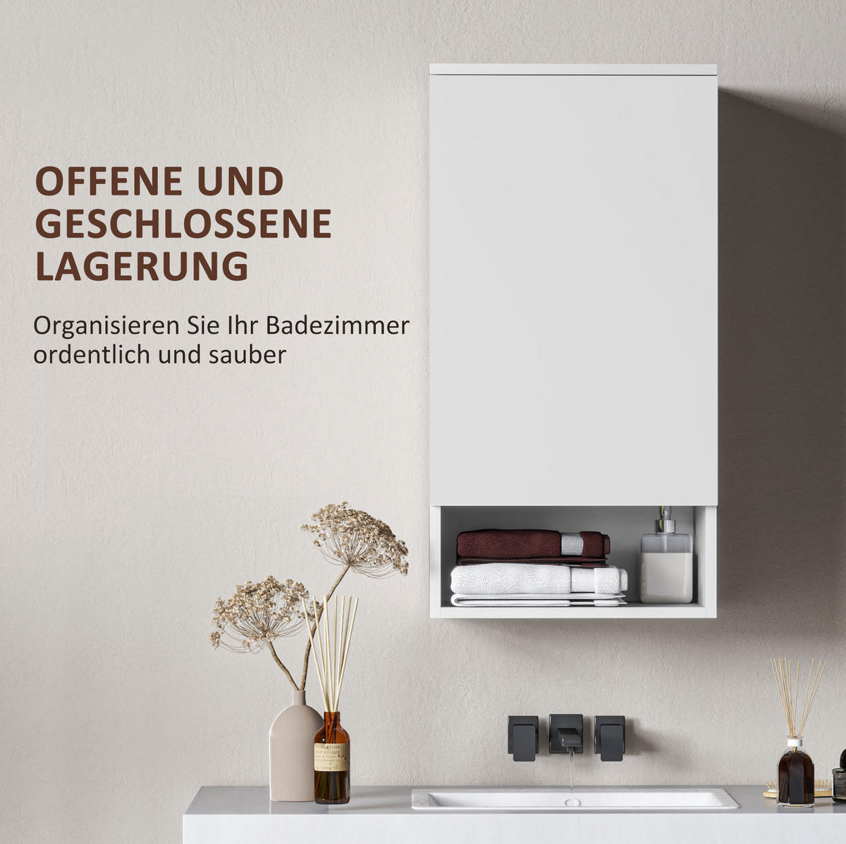 HÄNGESCHRANK mit verstellbaren Ablagen 40 x 27 x 77 cm Weiß - Weiß, Holzwerkstoff (27/77/40cm) - Beauniv