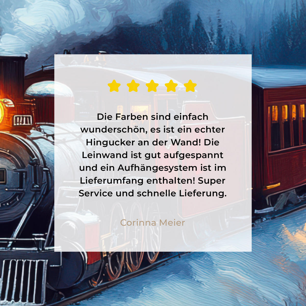 LEINWANDBILD Zug - Weihnachten - Schnee - Weihnachtszug 40x30 cm - Anthrazit, Textil (40/30cm) - MuchoWow