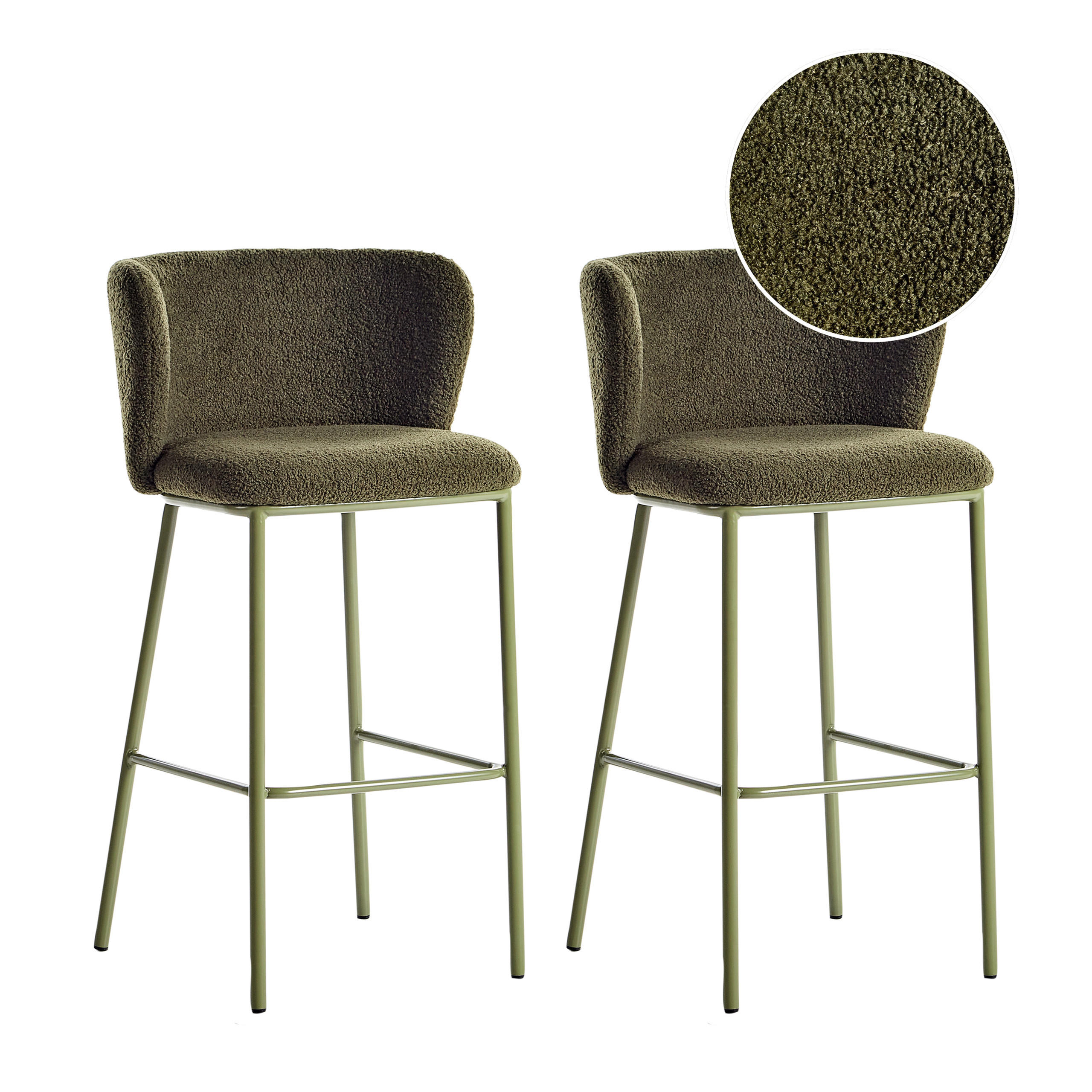BARSTUHL 2er-Set Grün Mina II - Grün, Textil (52/98/46cm) - Beliani