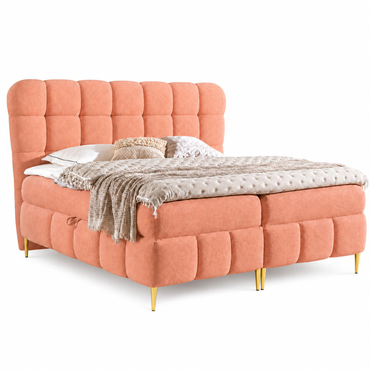 BOXBETT mit Stauraum in 120x200 cm in Altrosa - Mauve, Textil (120/200cm) - Home Collective