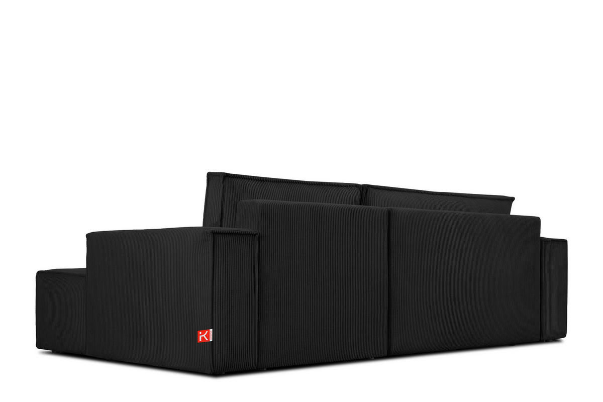 ECKSCHLAFSOFA-RECHTS NAPI in Pet Friendly Cord-Stoff, schwarz - Schwarz, Textil (262/148cm) - KONSIMO®
