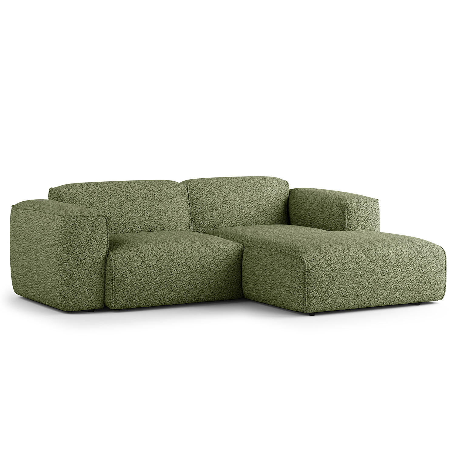 ECKSOFA mit XL-Longchair - Schwarz/Grün, Kunststoff/Textil (260/171cm) - home24