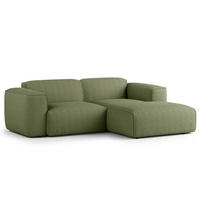 ECKSOFA mit XL-Longchair - Schwarz/Grün, Kunststoff/Textil (260/171cm) - home24