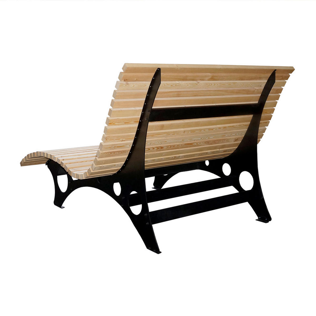 WELLENHOLZLIEGE TAIGA - 2 - Anthrazit/Lärchefarben, Holz (148/105/152cm) - Home Deluxe
