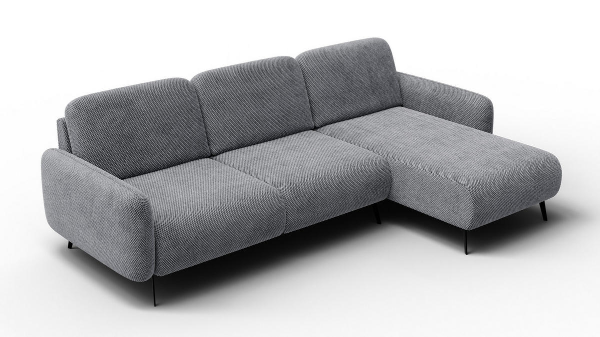 ECKSOFA FEBE 4-Sitzer rechts, grau - Schwarz/Grau, Holz/Textil (264/157cm) - Courtois Laville