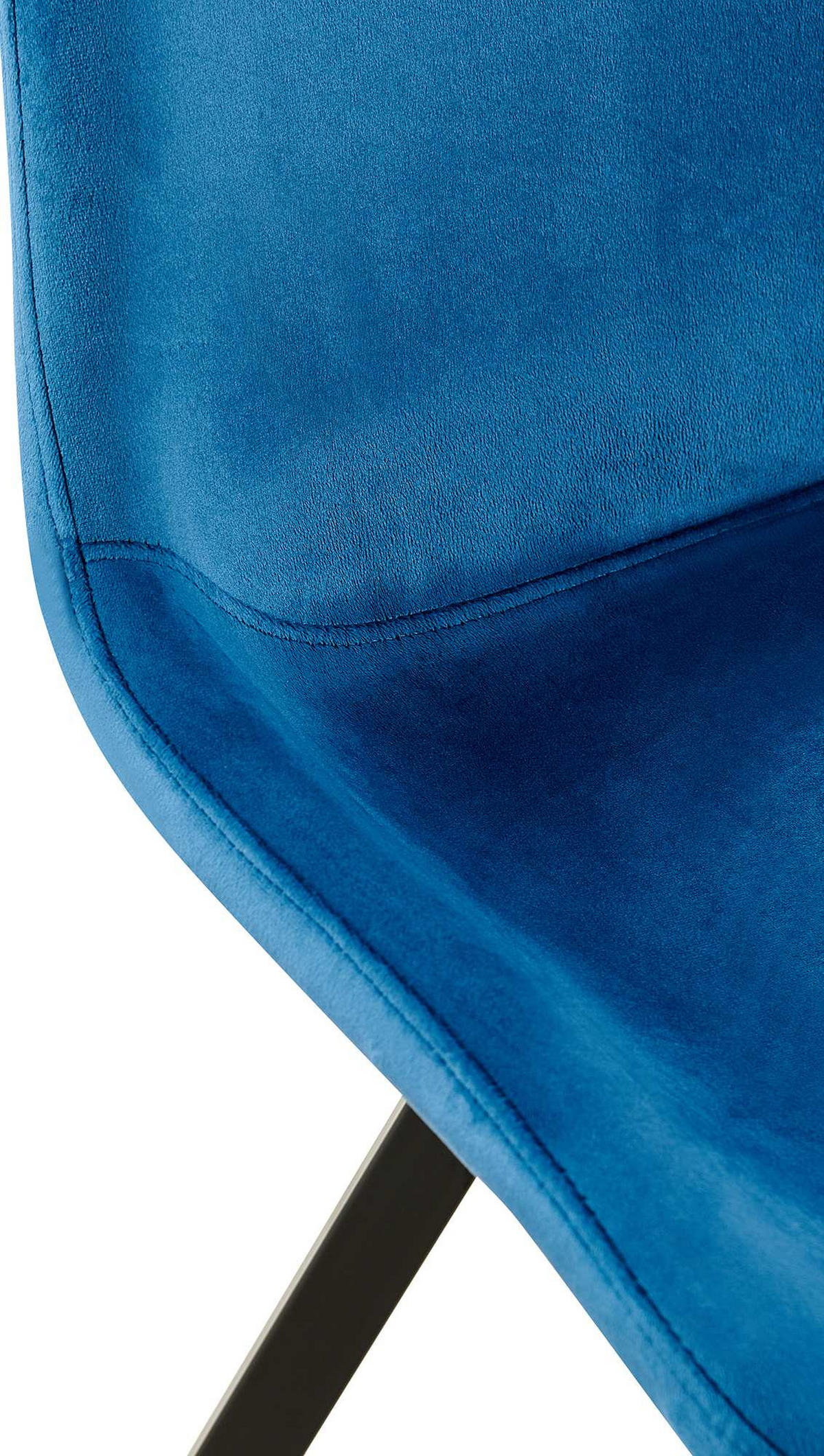 STUHL 2er Set Samt dunkelblau - Schwarz/Dunkelblau, Textil/Metall (53/89/59cm) - CLP