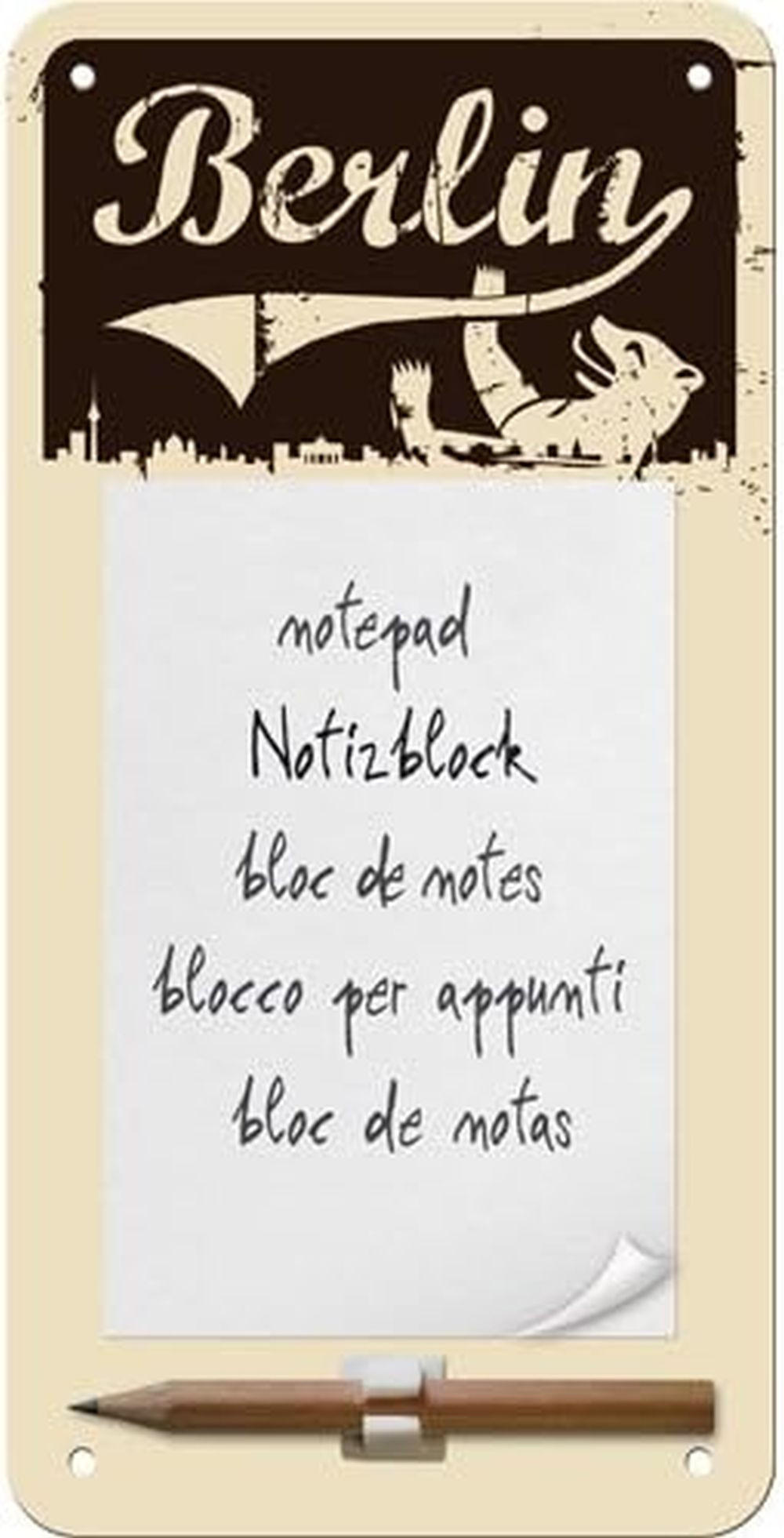 NOTIZBLOCKSCHILD Berlin - Multicolor, Metall (10/1/0.9cm) - Nostalgic-Art
