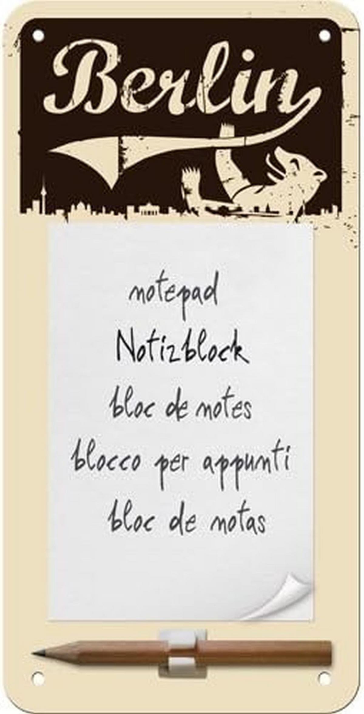 NOTIZBLOCKSCHILD Berlin - Multicolor, Metall (10/1/0.9cm) - Nostalgic-Art