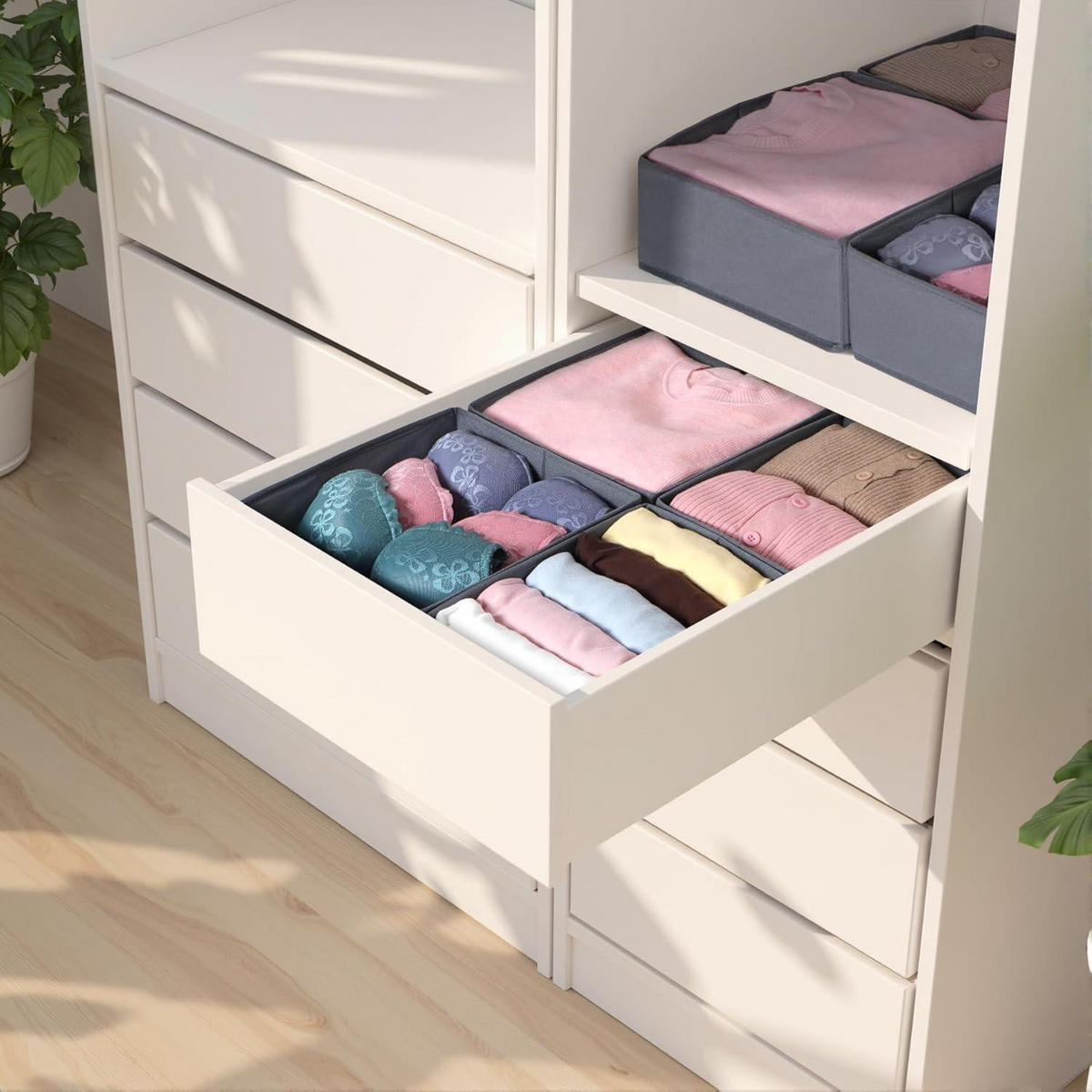 SCHUBLADEN Organizer 4er Set Grau 50x58 cm - Multicolor, Textil (24/11/26cm)