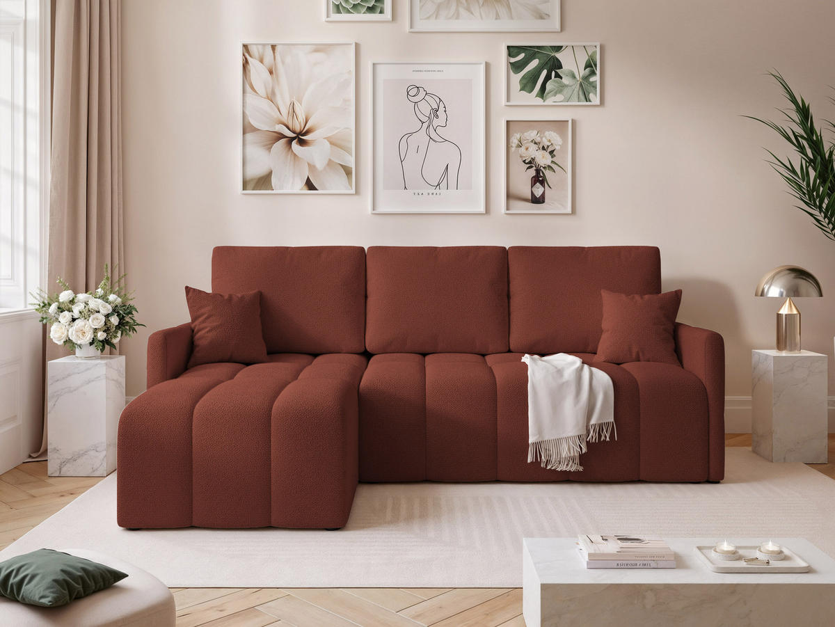ECKSOFA LUPOO mit Schlaffunktion und Bettkasten Braun - Braun, Holzwerkstoff/Kunststoff (213/152cm) - Idohome