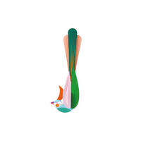 WANDDEKO Regenbogenschwanz-Vogel 11/5 cm - Pink/Grün, Wellpappe (11/5/32cm) - KUNSTLOFT