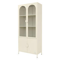 VITRINENSCHRANK 80x185x40 cm Creme aus Stahl mit 4 Türen - Beige, Metall (80/185/40cm) - ML-DESIGN