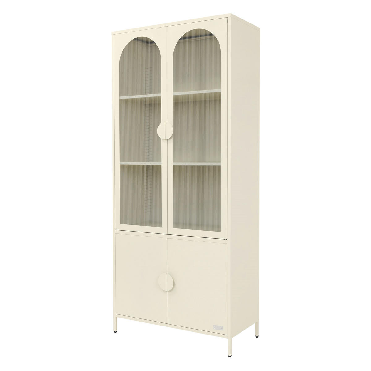 VITRINENSCHRANK 80x185x40 cm Creme aus Stahl mit 4 Türen - Beige, Metall (80/185/40cm) - ML-DESIGN